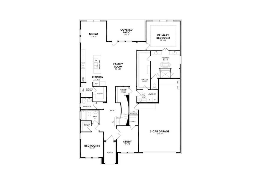 2D floor plan layout for the Broussard by Brookfield Residential in Elyson, Katy, TX (Image 3).