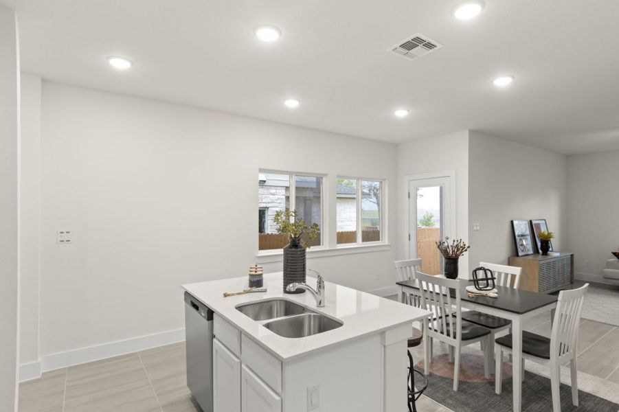 Representative furnished interior of a home built from the Brazos by Pacesetter Homes in Saddle Creek Twinhomes, Georgetown (Image 28).