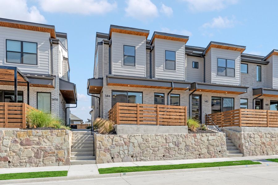 Front exterior of a new home in Willow Grove Townhomes, Melissa, TX, highlighting curb appeal (Image 27).
