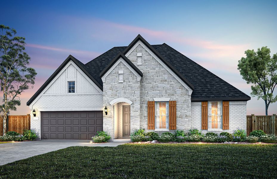Front exterior of a new home in 6 Creeks, Kyle, TX, highlighting curb appeal (Image 28). Front exterior of a new home in 6 Creeks, Kyle, TX, highlighting curb appeal (Image 28).