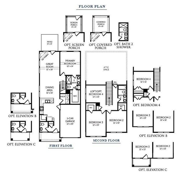 2D floor plan layout of this home in Wildcat Chase, Summerville, SC (Image 5).