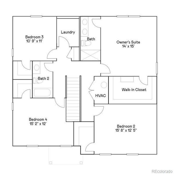 2D floor plan layout of this home in Eastcreek Farm: The Camden Collection, Thornton, CO (Image 3).