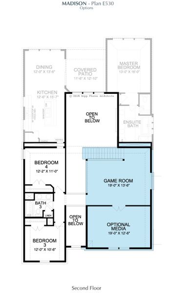 2D floor plan layout for the Madison by Landon Homes in Fields - East Village, Frisco, TX (Image 9). 2D floor plan layout for the Madison by Landon Homes in Fields - East Village, Frisco, TX (Image 9).
