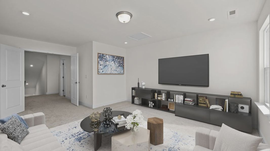 Fairfield design spacious and functional multi-use flex space. Lakeside Glen by DRB Homes, York, SC.