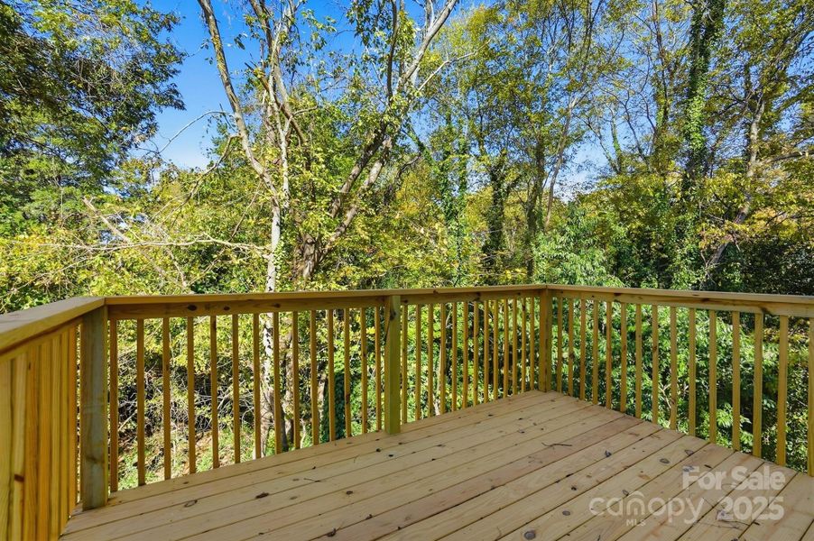 Back Deck overlooking private wooded back yard Back Deck overlooking private wooded back yard