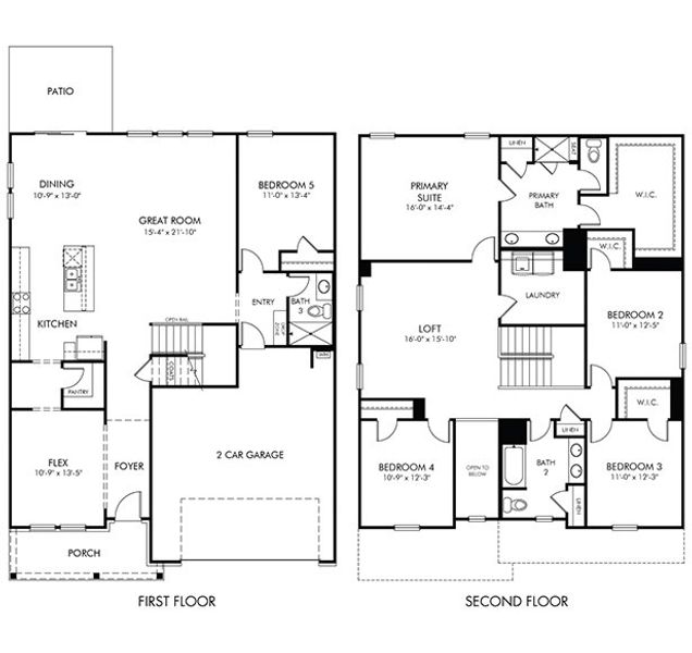 2D floor plan layout for the Johnson by Meritage Homes in Brighton Springs, York, SC (Image 4). 2D floor plan layout for the Johnson by Meritage Homes in Brighton Springs, York, SC (Image 4).