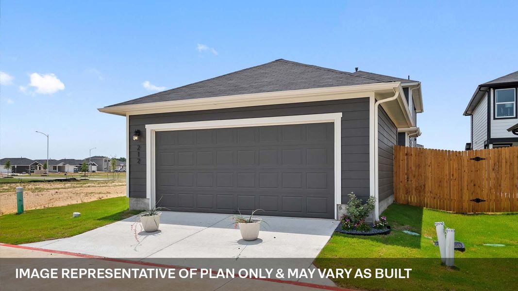 Representative exterior photo of a completed home built from the The Emily by D.R. Horton in Valverde, Bastrop, TX (Image 24).