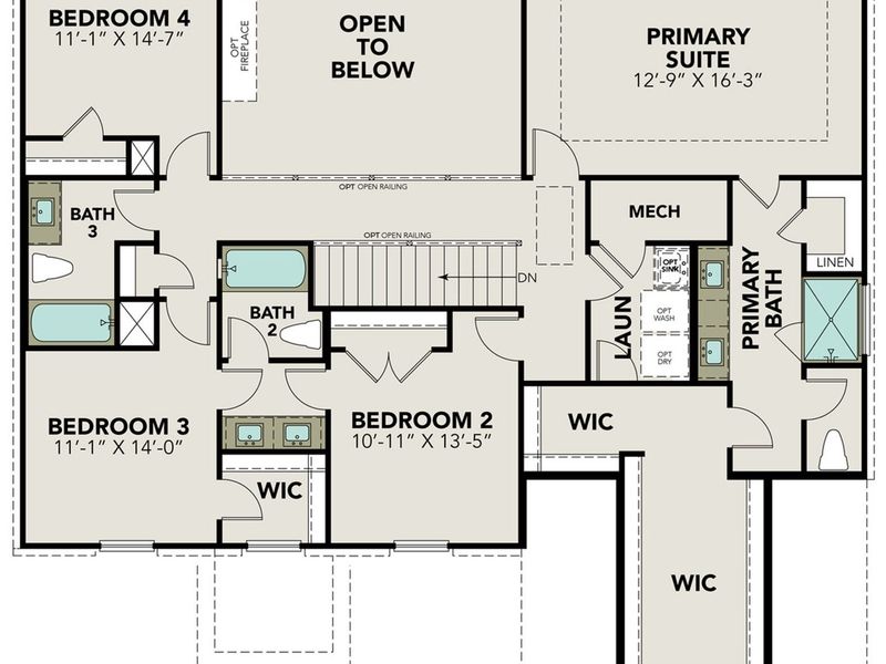 2D floor plan layout of this home in The Reserve at Potranco Oaks, Castroville, TX (Image 3).