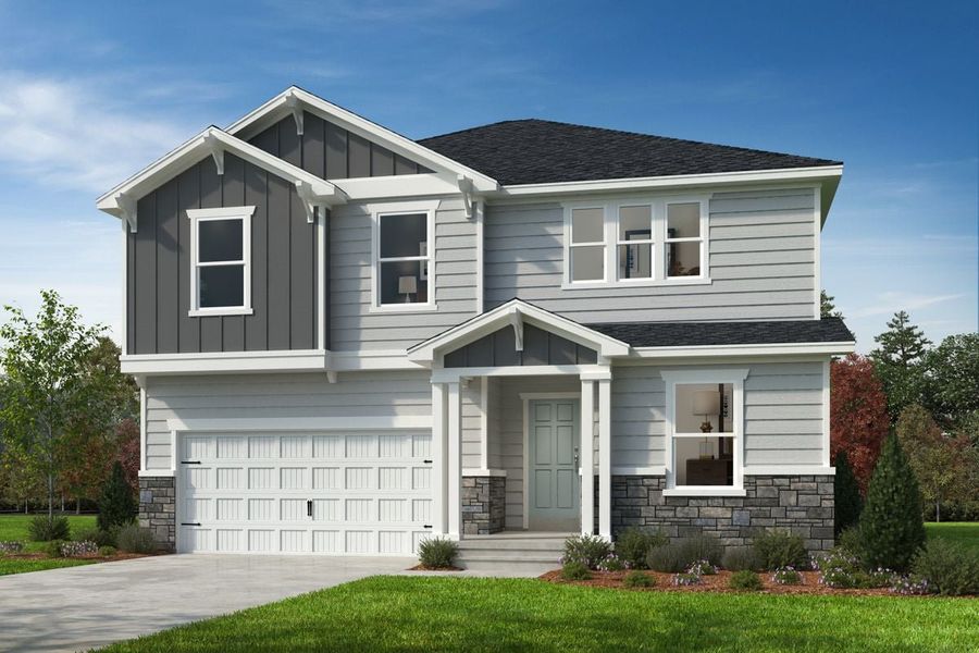Representative exterior photo of a completed home built from the 2338 by KB Home in Utley Farms, New Hill, NC (Image 9).