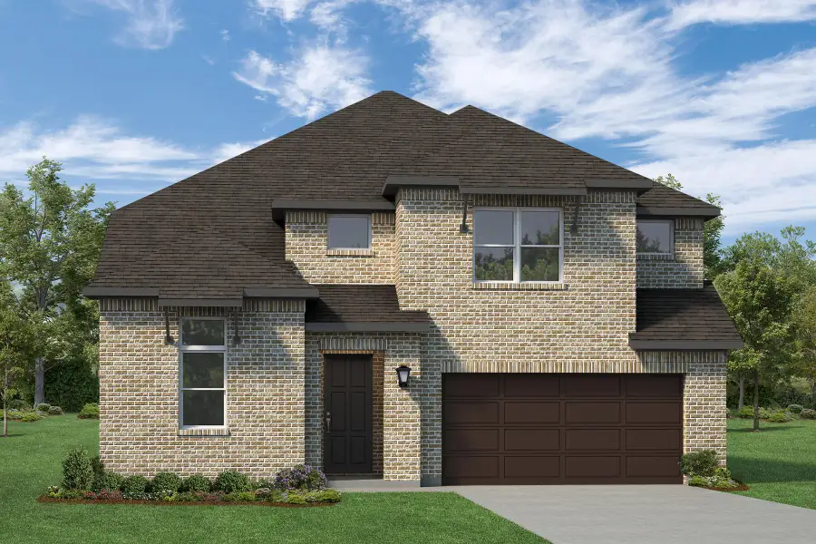 Representative exterior photo of a completed home built from the Courage by Rockwell Homes in Wildflower Ranch, Fort Worth, TX (Image 1). Representative exterior photo of a completed home built from the Courage by Rockwell Homes in Wildflower Ranch, Fort Worth, TX (Image 1).