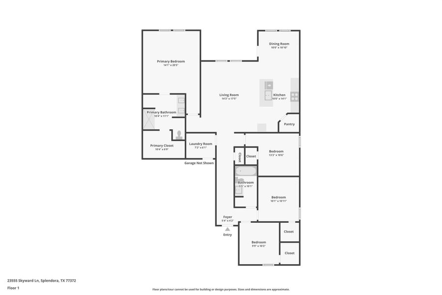 2D floor plan layout of this home in The Canopies, Splendora, TX (Image 5).