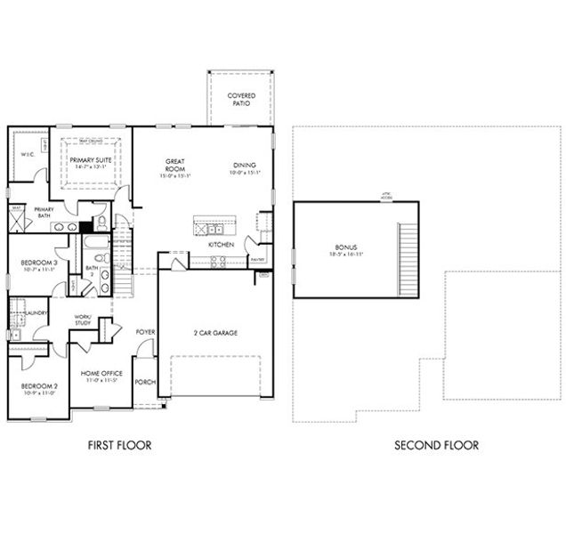 2D floor plan layout for the Parker by Meritage Homes in Calabash Station, Calabash, NC (Image 4). 2D floor plan layout for the Parker by Meritage Homes in Calabash Station, Calabash, NC (Image 4).