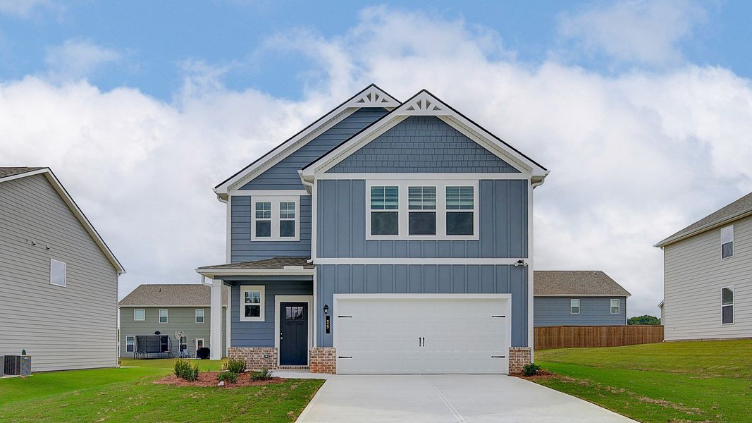 Representative exterior photo of a completed home built from the Zoey II by DRB Homes in Chapel Hill, Newnan, GA (Image 2).