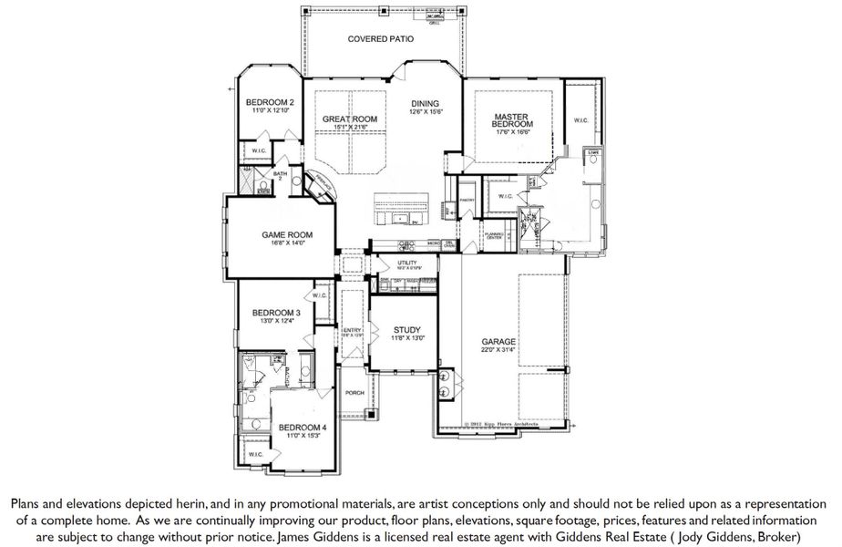2D floor plan layout of this home in Leander Estates, Leander, TX (Image 5).
