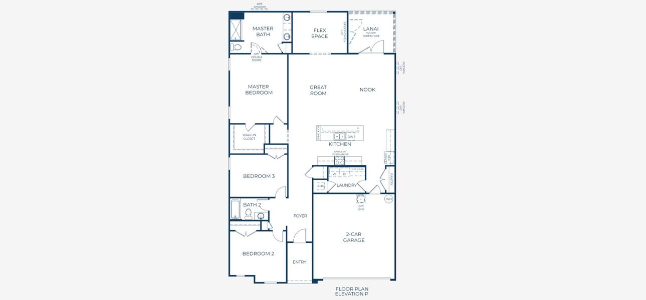 2D floor plan layout for the Drexel by Maronda Homes in Oakhaven Walk, Gainesville, FL (Image 5).