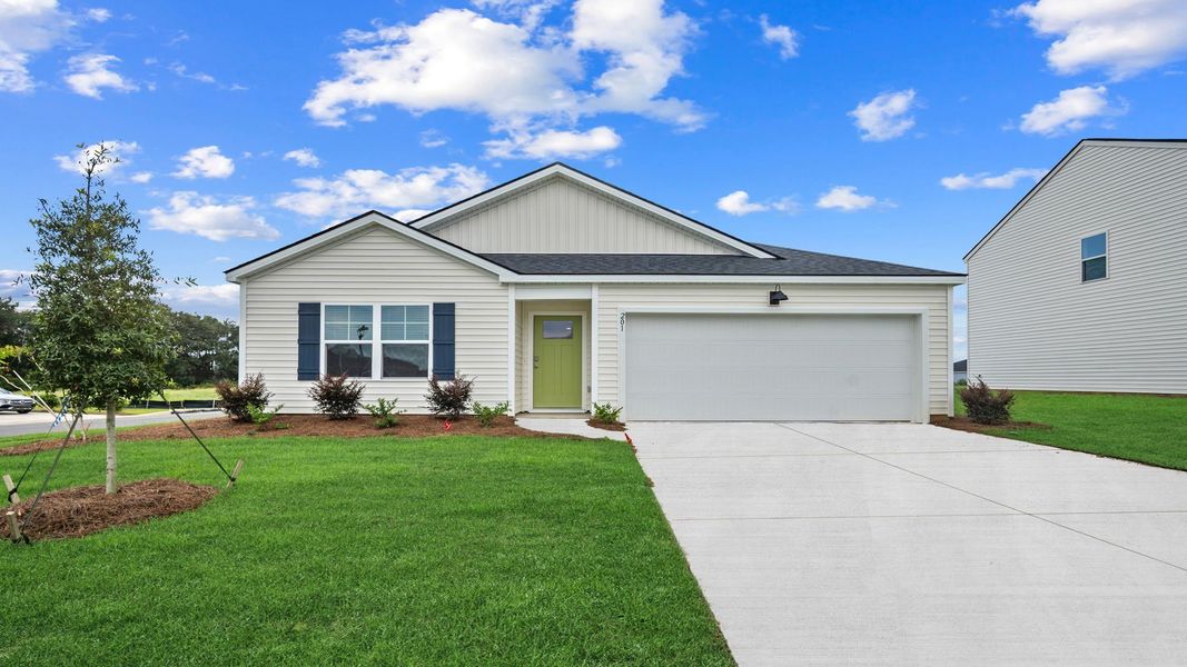 Front exterior of a new home in Holly Oaks, Statesboro, GA, highlighting curb appeal (Image 1). Front exterior of a new home in Holly Oaks, Statesboro, GA, highlighting curb appeal (Image 1).