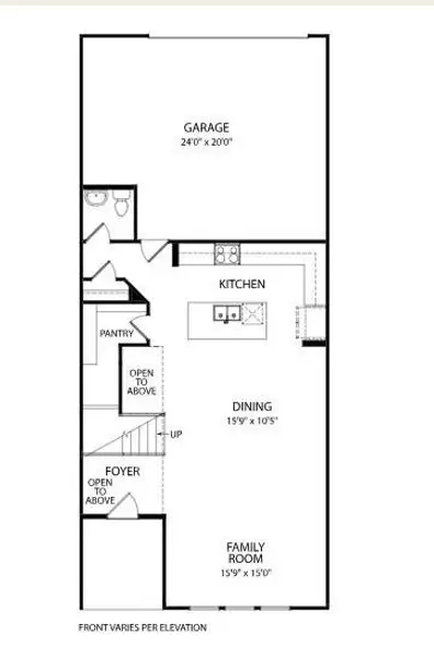 2D floor plan layout of this home in Mosaic Townhomes, Celina, TX (Image 5).