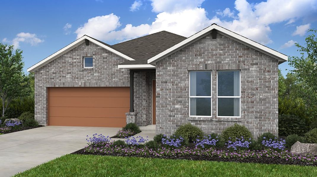 Representative exterior photo of a completed home built from the Guadalupe by Taylor Morrison in Silverleaf 50s, Cedar Creek, TX (Image 1). Representative exterior photo of a completed home built from the Guadalupe by Taylor Morrison in Silverleaf 50s, Cedar Creek, TX (Image 1).