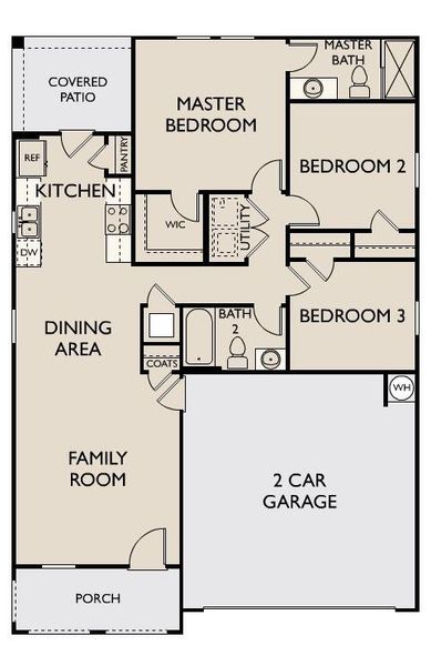 2D floor plan layout of this home in Pender Woods at Cane Bay, Summerville, SC (Image 2).