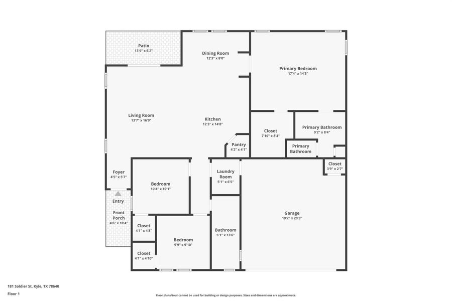 2D floor plan layout of this home in Anthem Cottages, Kyle, TX (Image 4).