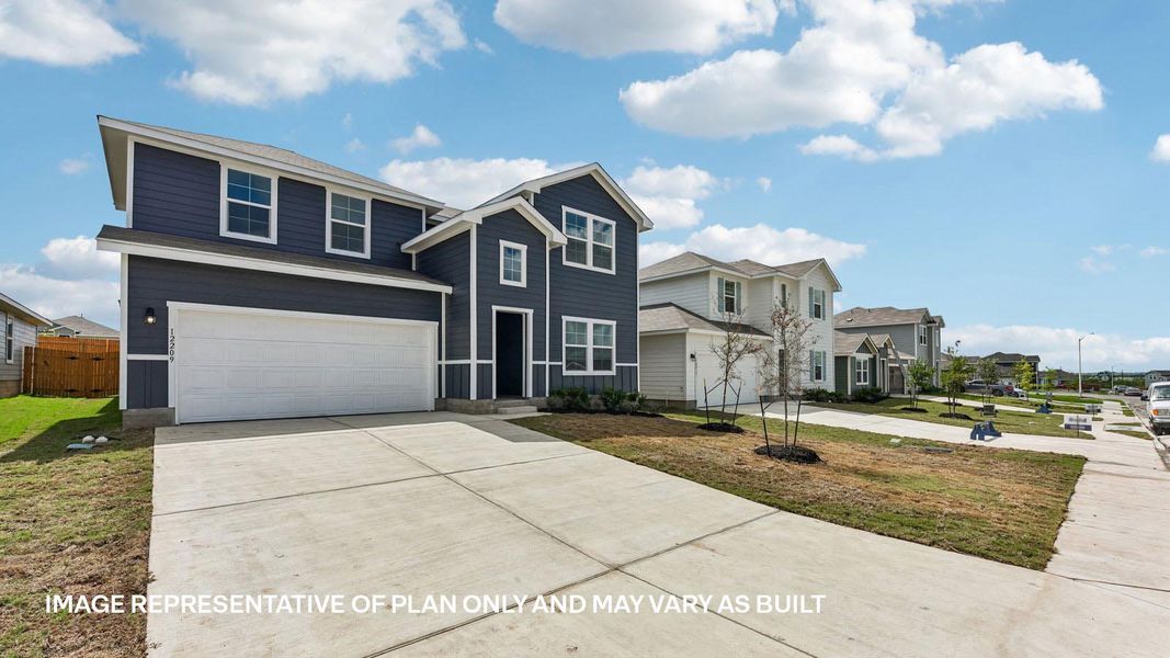 Representative exterior photo of a completed home built from the The Ozark by D.R. Horton in Durango, Mustang Ridge, TX (Image 23).