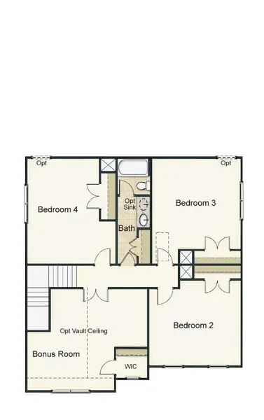 2D floor plan layout for the Asheville by Keystone Homes NC in Royal Pines, Trinity, NC (Image 3).