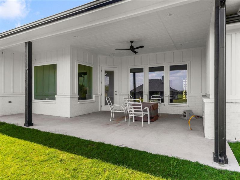 View of patio featuring ceiling fan View of patio featuring ceiling fan
