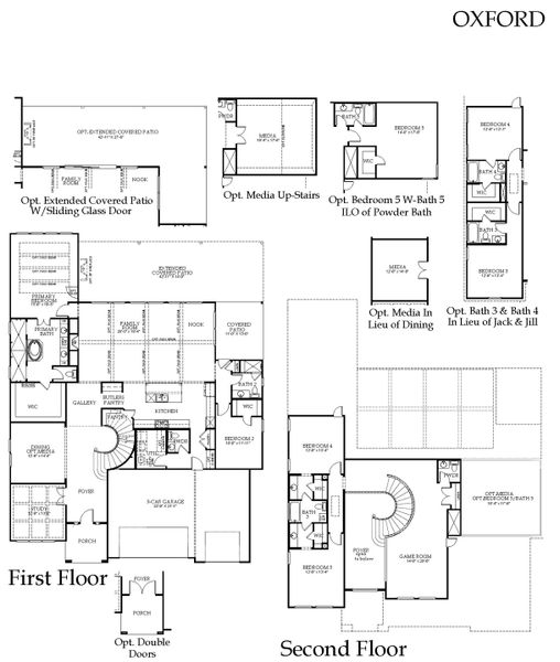 2D floor plan layout for the Oxford by Windsor Homes in Nelson Lake Estates, Rockwall, TX (Image 3).