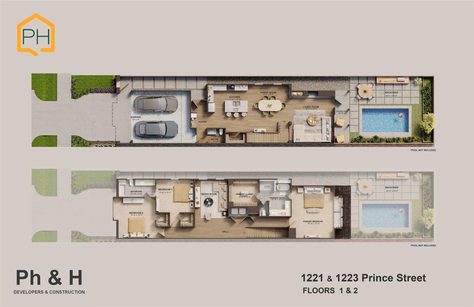Floorplan for 1221 and 1223 Prince Street