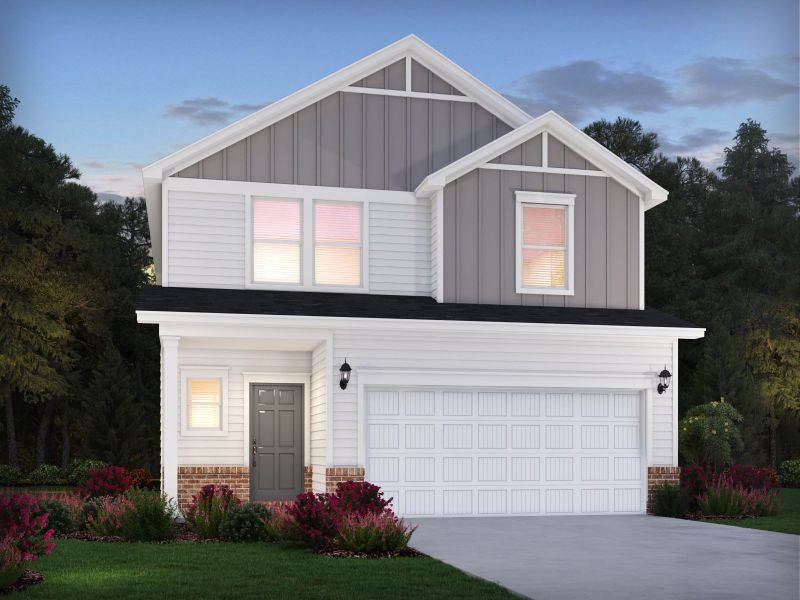 Representative exterior photo of a completed home built from the Paisley by Meritage Homes in Creek Ridge - Heritage Collection, Spartanburg, SC (Image 12). Representative exterior photo of a completed home built from the Paisley by Meritage Homes in Creek Ridge - Heritage Collection, Spartanburg, SC (Image 12).