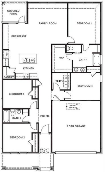 D.R. Horton's Texas Mockingbird floorplan - All Home and community information, including pricing, included features, terms, availability and amenities, are subject to change at any time without notice or obligation. All Drawings, pictures, photographs, video, square footages, floor plans, elevations, features, colors and sizes are approximate for illustration purposes only and will vary from the homes as built.