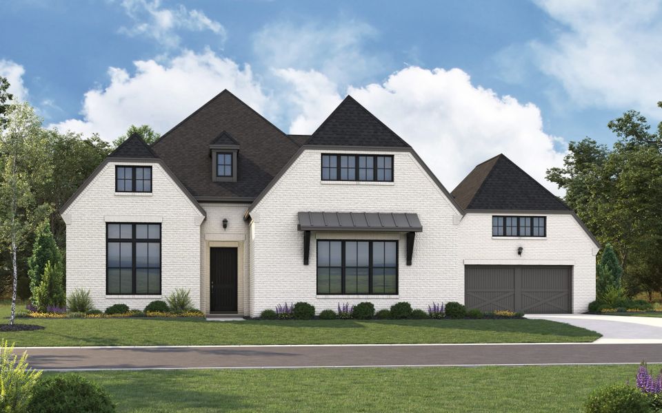 Representative exterior photo of a completed home built from the 6022 by Tradition Homes in Mustang Lakes, McKinney, TX (Image 2). Representative exterior photo of a completed home built from the 6022 by Tradition Homes in Mustang Lakes, McKinney, TX (Image 2).