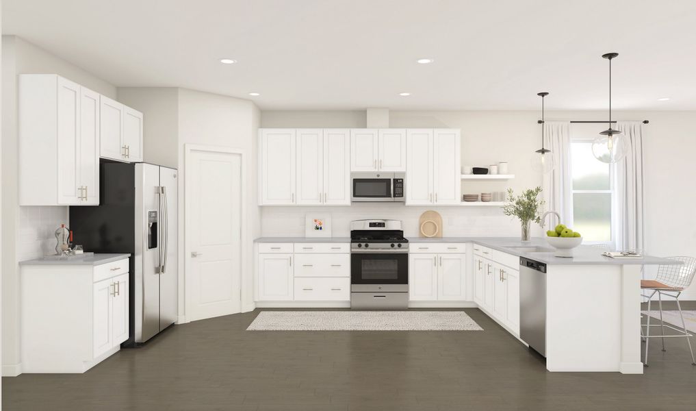 Kitchen with pendant lighting