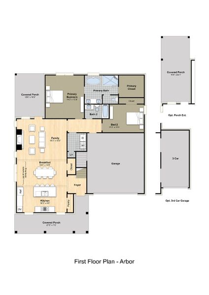 2D floor plan layout for the Arbor by Grant & Co in Lockwood, Collierville, TN (Image 3).