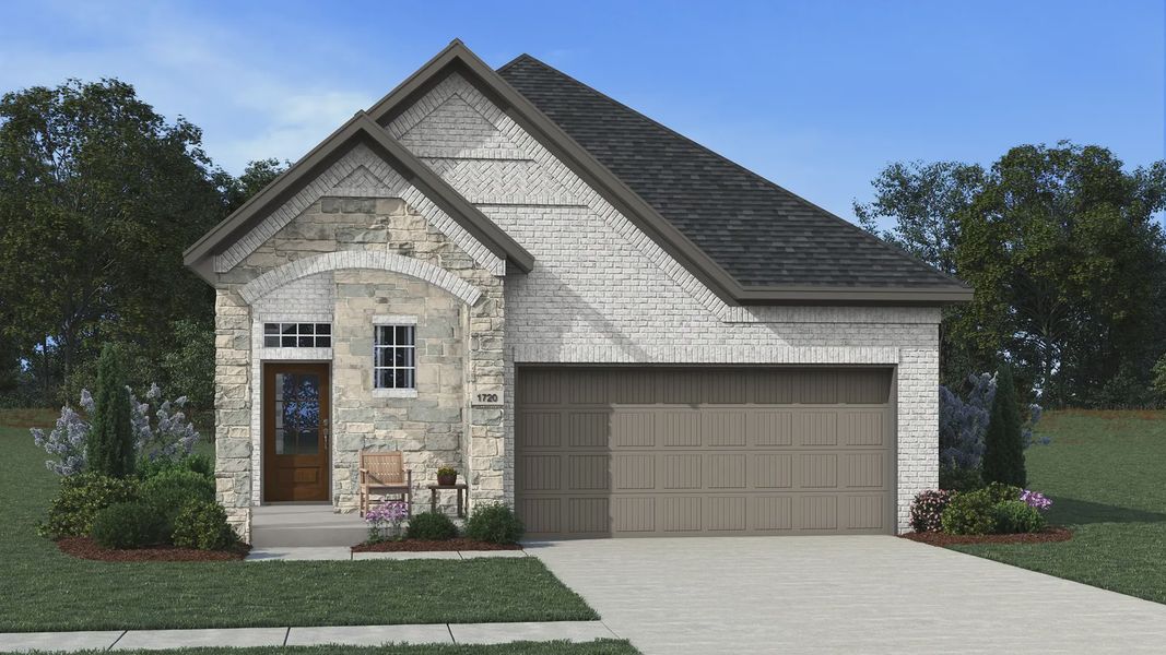Representative exterior photo of a completed home built from the Adele by Chesmar Homes in The George, Richmond, TX (Image 21). Representative exterior photo of a completed home built from the Adele by Chesmar Homes in The George, Richmond, TX (Image 21).