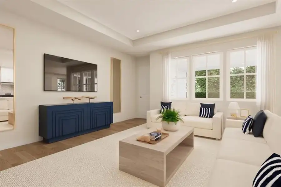 Representative furnished interior of a home built from the Glenmore Quick Move-In by Ryan Homes in Lakes at Riverbend, Navassa (Image 4).