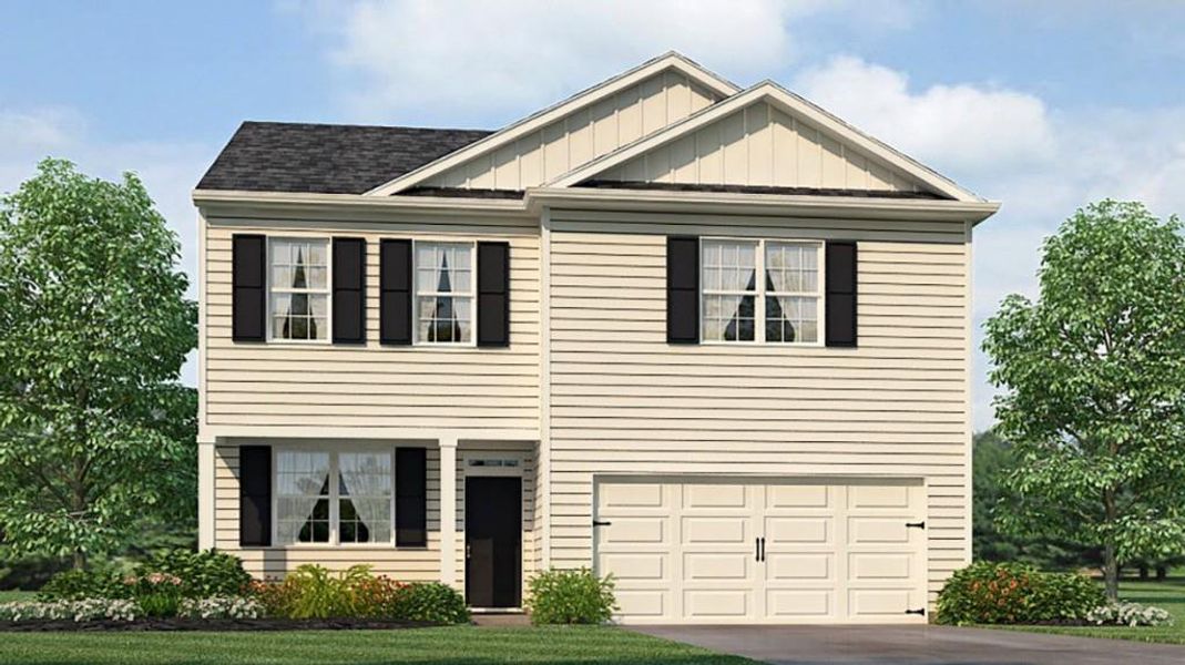 Front exterior of a new home in Oakleigh Glen, Dallas, GA, highlighting curb appeal (Image 1). Front exterior of a new home in Oakleigh Glen, Dallas, GA, highlighting curb appeal (Image 1).