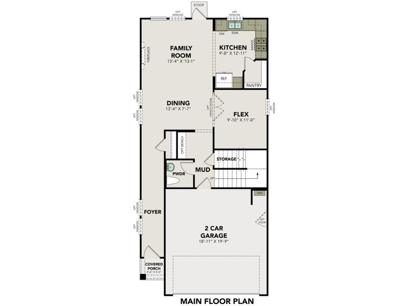 2D floor plan layout for the The Florence B by Davidson Homes LLC in Meadows at Oak Creek, San Antonio, TX (Image 3). 2D floor plan layout for the The Florence B by Davidson Homes LLC in Meadows at Oak Creek, San Antonio, TX (Image 3).