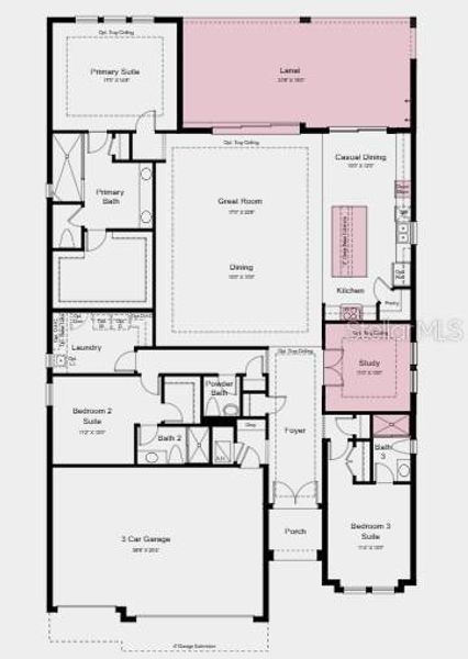 2D floor plan layout of this home in Esplanade at Coasterra, Palmetto, FL (Image 2). 2D floor plan layout of this home in Esplanade at Coasterra, Palmetto, FL (Image 2).