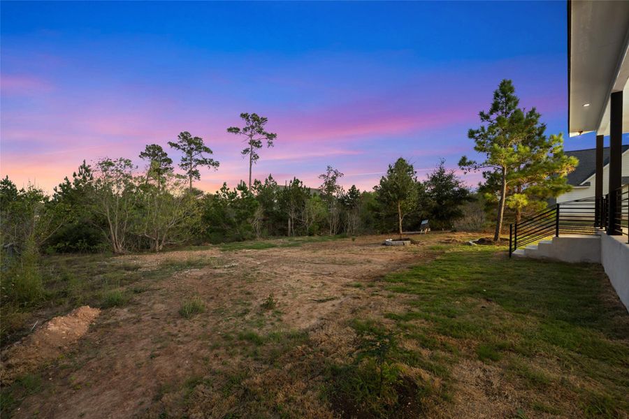 View of yard at dusk