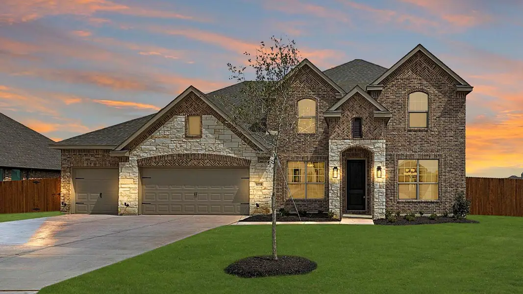 Elevation C with Stone | Concept 3218 at Lovers Landing in Forney, TX by Landsea Homes