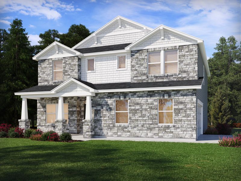 Representative exterior photo of a completed home built from the Johnson Basement by Meritage Homes in River Pointe, Monroe, GA (Image 1).