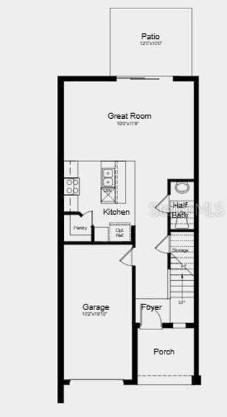 2D floor plan layout of this home in The Towns at Skye Ranch, Sarasota, FL (Image 2).