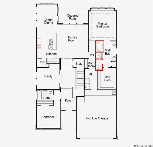 2D floor plan layout of this home in Ladera, San Antonio, TX (Image 3).