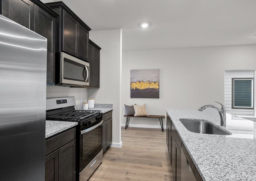 The kitchen has a deep sink and Moen faucet. The kitchen has a deep sink and Moen faucet.
