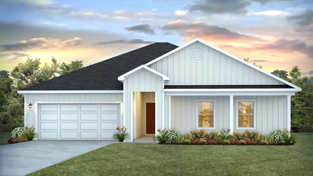 Front exterior of a new home in Destini Lane, Panama City, FL, highlighting curb appeal (Image 1). Front exterior of a new home in Destini Lane, Panama City, FL, highlighting curb appeal (Image 1).