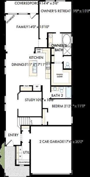 2D floor plan layout of this home in Solterra - Garden Series, Mesquite, TX (Image 2). 2D floor plan layout of this home in Solterra - Garden Series, Mesquite, TX (Image 2).