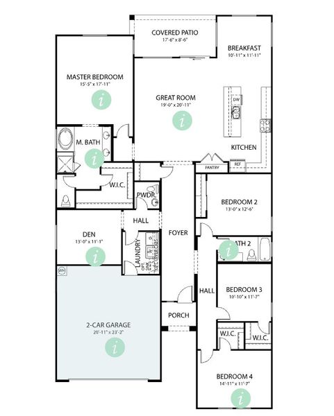 2D floor plan layout for the Plan 4414 by Scott Communities in The Views at Rancho Cabrillo, Peoria, AZ (Image 4).
