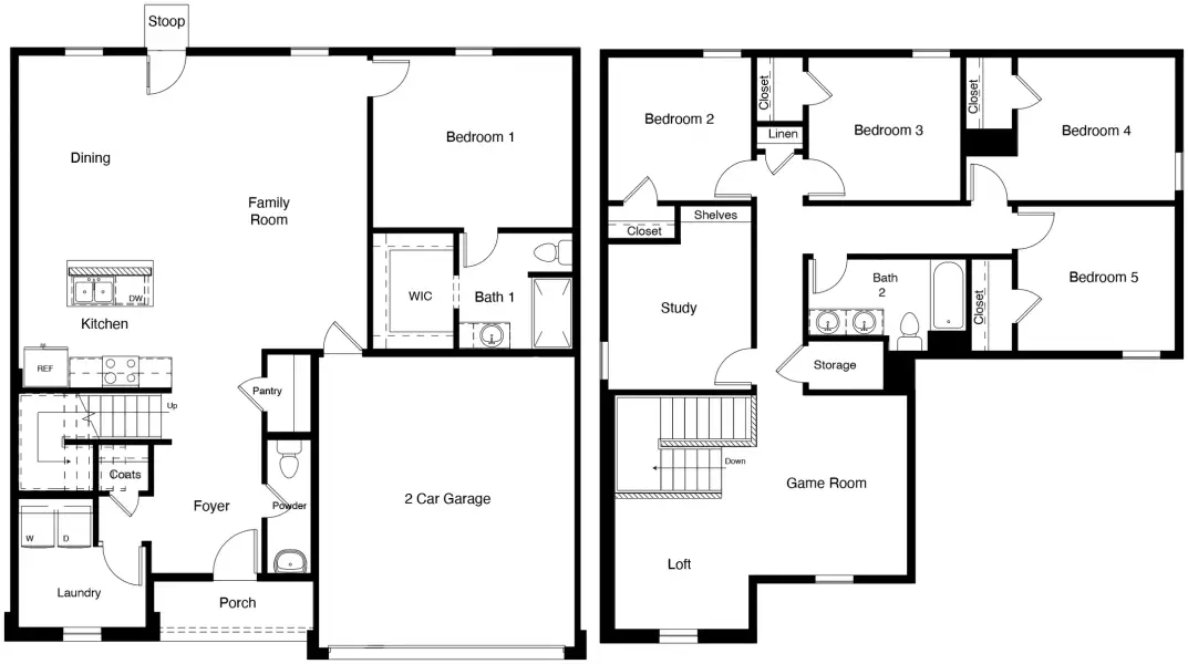2D floor plan layout for the Dallas by D.R. Horton in The Wells, Mineral Wells, TX (Image 3).