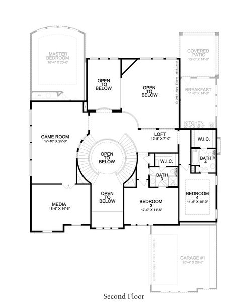 2D floor plan layout for the Montblanc by Landon Homes in Lexington Frisco, Frisco, TX (Image 4).
